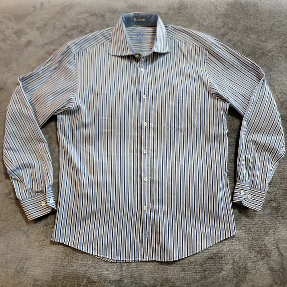 Bugatchi Uomo Men's Shaped Fit Long Sleeve Button-Up Shirt Size Large
